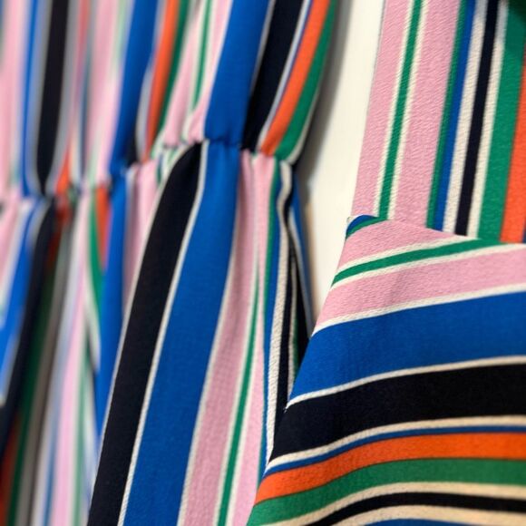 Ivy for Anthropologie Striped Wrap Romper - Blue, Pink, Green - Size L - Picture 12 of 12